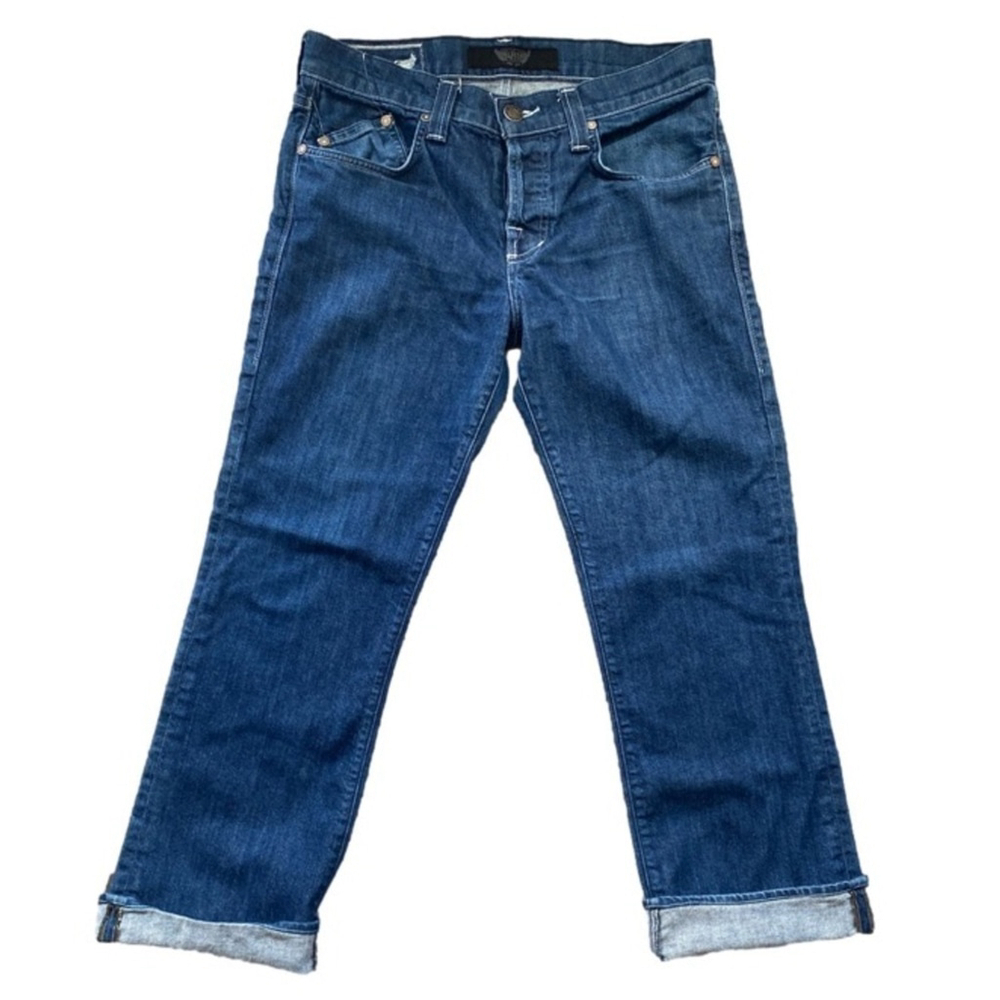 Rock & Republic Henlee Boot Cut Low/Mid Rise Button Fly Blue Denim Jean Men 32W